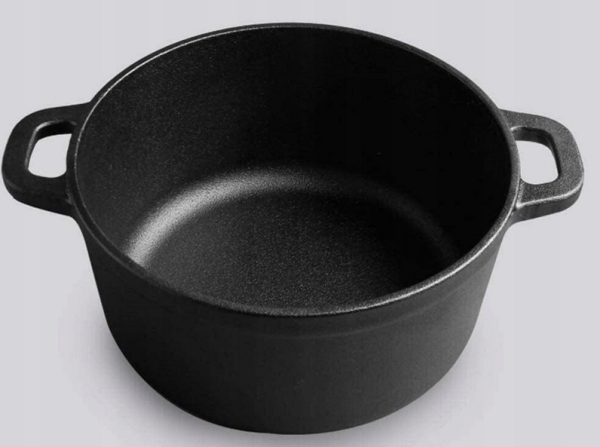 GARNEK ŻELIWNY KOCIOŁEK DO GOTOWANIA POTRAW CZARNY Z POKRYWKĄ Ø 20 cm 3,3l - obrazek 2