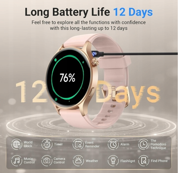 Smartwatch AR-01 zegarek dla kobiet sportowy, ekran amoled, sportowy - obrazek 4