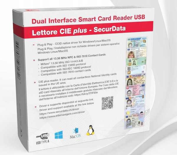 Czytnik kart dowodów SecurData CIE Plus Smart Card Reader NFC - obrazek 3