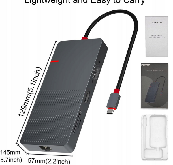 HUB USB 11 W 1 ADAPTER USB ETHERNET HDMI 4K USB C / A SD/TF DO USB C LAPTOP - obrazek 2