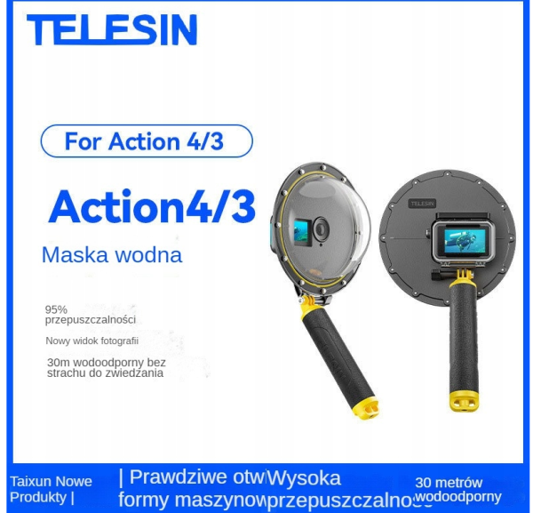 Telesin Dome Obudowa Podwodna Do Nurkowania Kamery Osmo Action 5 / 4 / 3 - obrazek 4