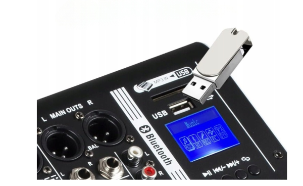 WEYMIC MX-60 Profesjonalny Mixer 6 Kanałów Efektor DSP USB XLR 48V - obrazek 2