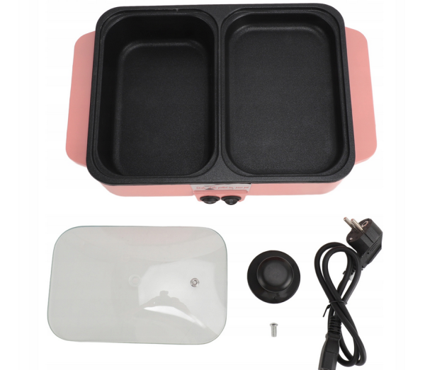 Multifunkcyjny elektryczny grill i hot pot 1200W z dwustrefową regulacją - obrazek 2