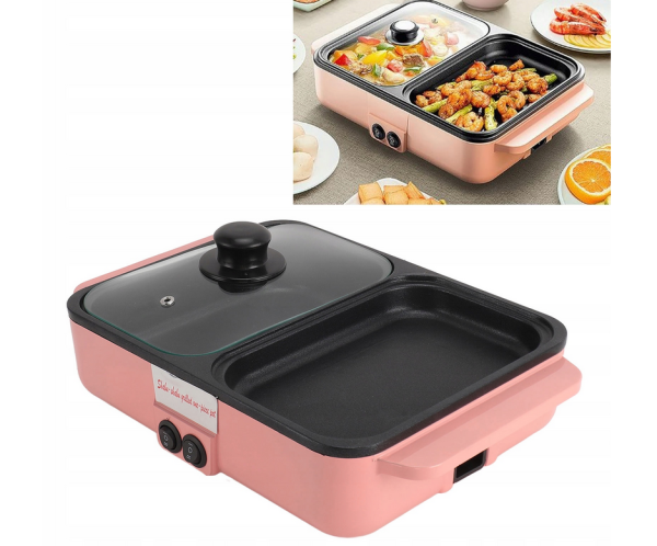 Multifunkcyjny elektryczny grill i hot pot 1200W z dwustrefową regulacją