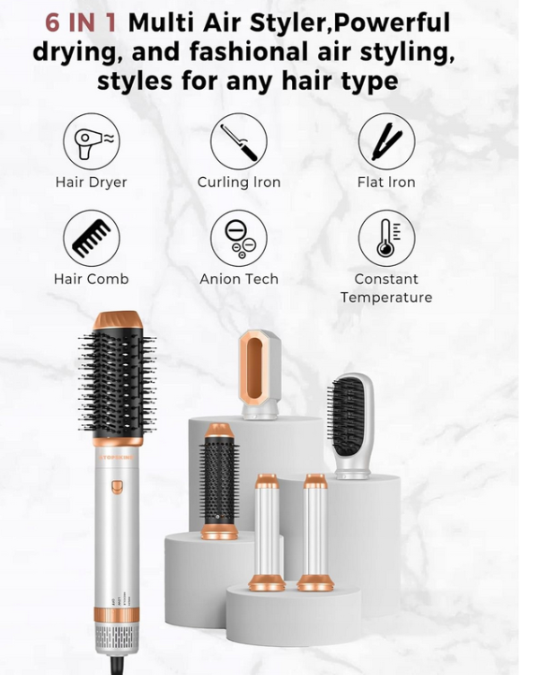 ATOPSKINS WT-632 ZESTAW DO STYLIZACJI WŁOSÓW 6 w 1 HOT AIR STYLER - obrazek 2
