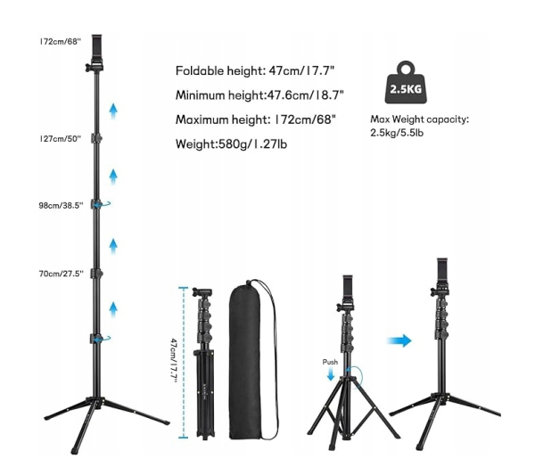 STATYW pod aparat Tripod Victiv P10 173 cm czarny - obrazek 2