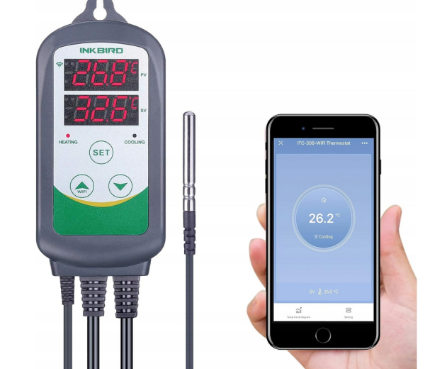 Inkbird ITC-308-WIFI Termostat z kontrolą temperatury Wi-Fi, sterownik wędz - obrazek 2