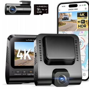 LINGDU V620 Kamera Samochodowa 4K 1080P WiFi GPS 64GB Karta SD 170°