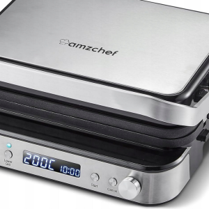 Barbecue, kontaktowy, panini grill elektryczny Amzchef srebrny 2000 W