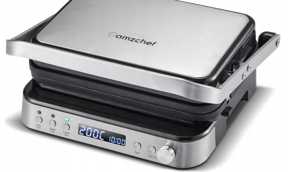 Barbecue, kontaktowy, panini grill elektryczny Amzchef srebrny 2000 W