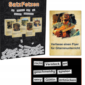 SatzFetzen Magnesy z wyrazami + zadania | Gra słowna | język niemiecki