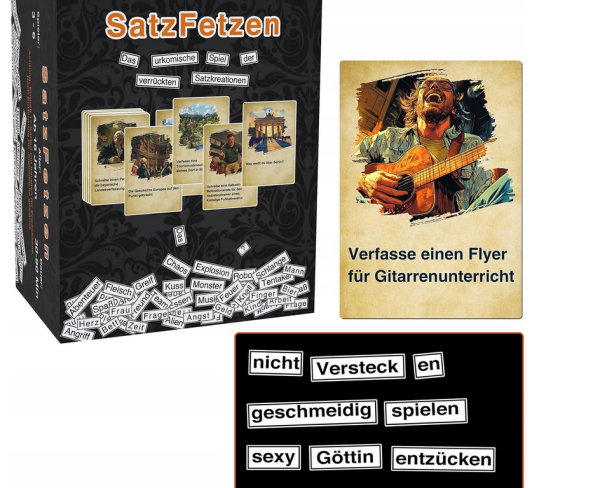 SatzFetzen Magnesy z wyrazami + zadania | Gra słowna | język niemiecki