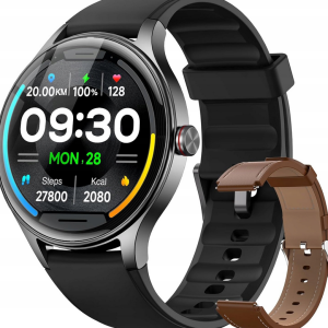 Fitpolo dla mężczyzn/kobiet (2 paski), okrągły smartwatch 1,575 Bluetooth