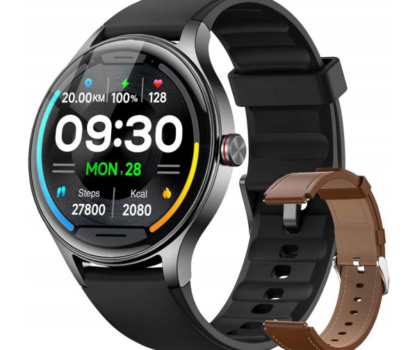 Fitpolo dla mężczyzn/kobiet (2 paski), okrągły smartwatch 1,575 Bluetooth