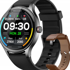 Fitpolo dla mężczyzn/kobiet (2 paski), okrągły smartwatch - bez ładowarki