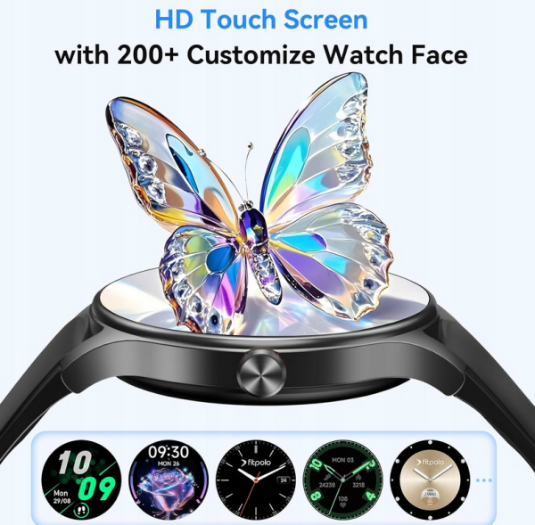 Fitpolo dla mężczyzn/kobiet (2 paski), okrągły smartwatch - bez ładowarki - obrazek 2