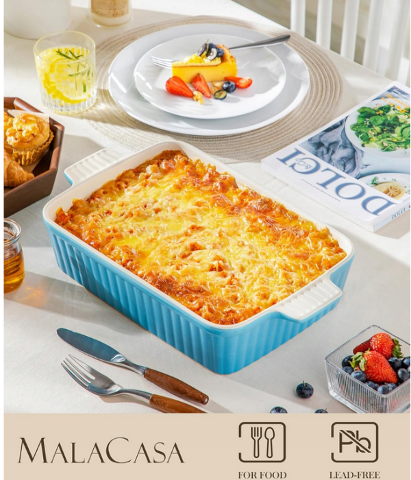 Naczynie żaroodporne prostokątny Malacasa kuchenki mikrofalowej, niebieska - obrazek 3