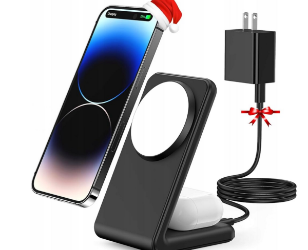 Meifigno 2 w 1 Podstawka Ładująca MagSafe USB-C PD3.0 20 W CZARNA EU