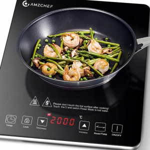 AMZCHEF płyta indukcyjna 2000W 1-polowa, timer, blokada, 10 poziomów