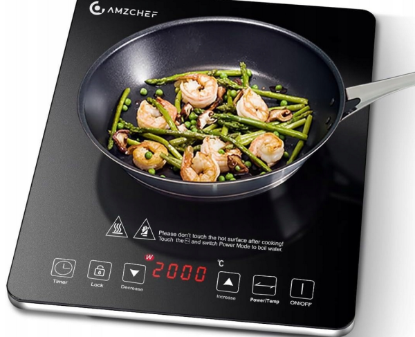 AMZCHEF płyta indukcyjna 2000W 1-polowa, timer, blokada, 10 poziomów
