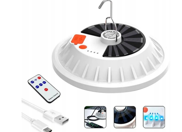 Lampa akumulatorowa LED 60 W wodoodporna, wstrząsoodporna, z uchwytem do za - obrazek 3