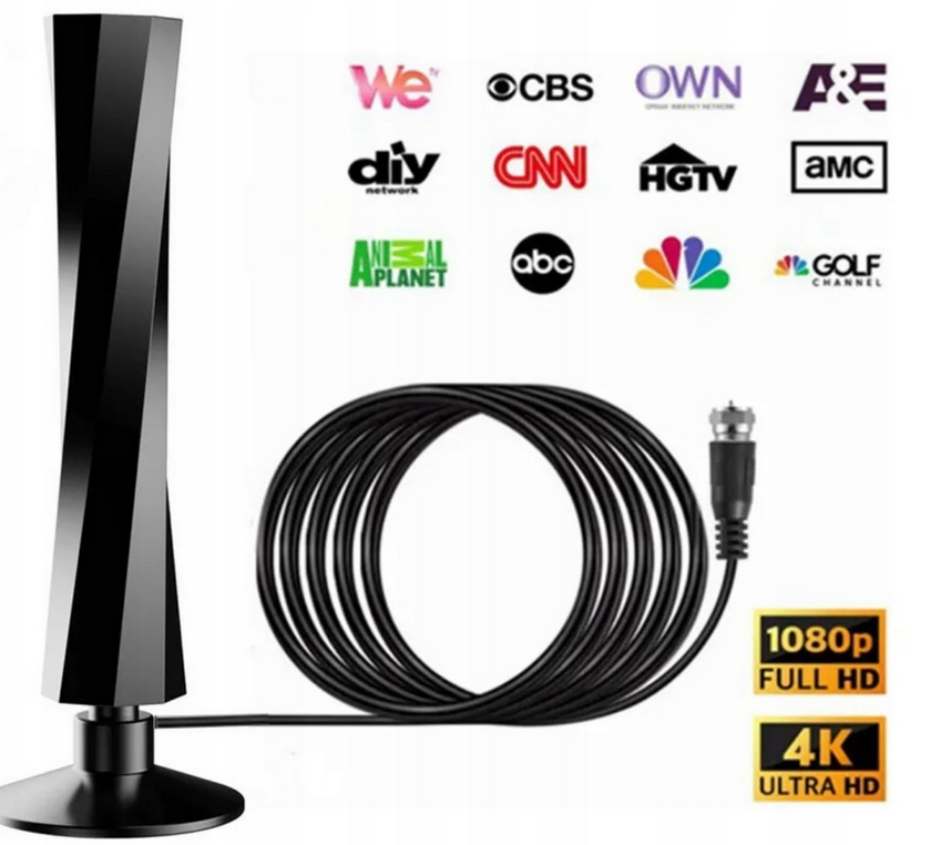 Cyfrowa antena FHD TV 1080p DVB-T zewnetrzna wewnetrzna naziemna